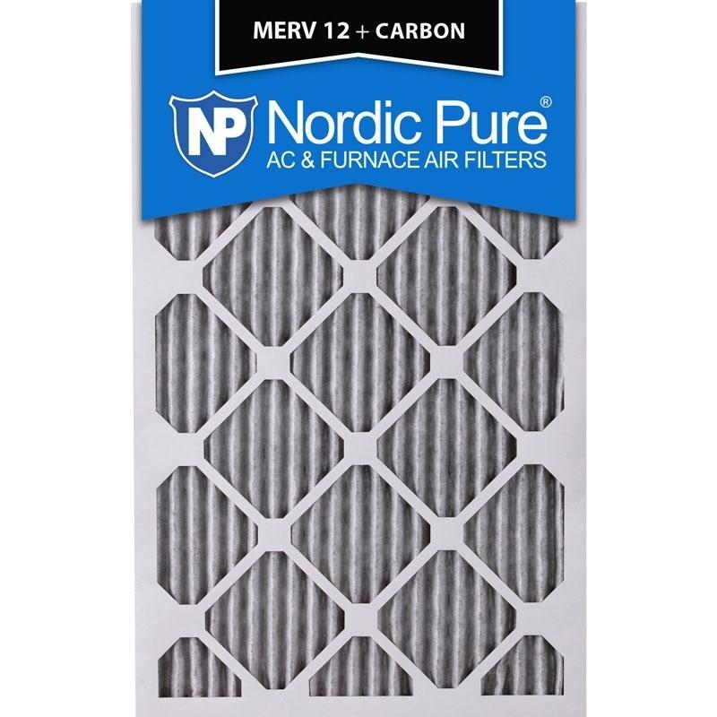 12x18x1 Pleated MERV 12 Plus Carbon AC Filters Qty 12 Made in USA