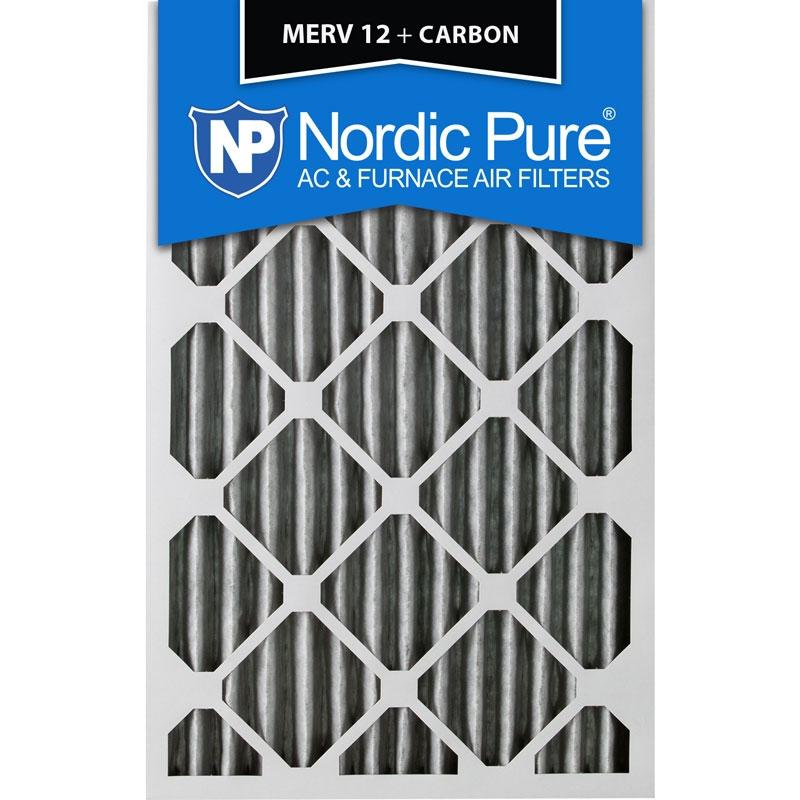 12x25x2 Pleated MERV 12 Plus Carbon AC Filters Qty 3 Made in USA