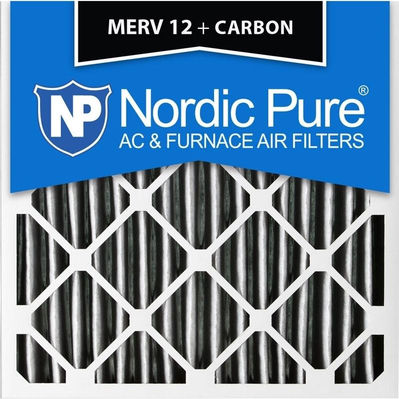 25x25x1 Pleated MERV 12 + Carbon AC Furnace Filters Qty 6 Made in USA